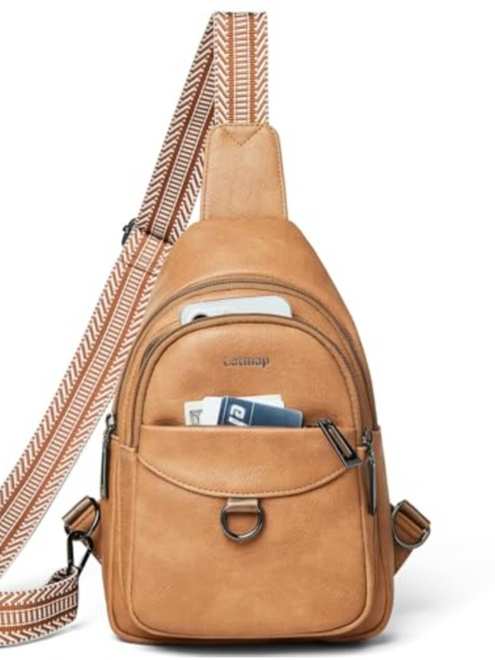 Women's Anti-Theft Sling Bag Crossbody Faux Leather Travel Daypack 7L